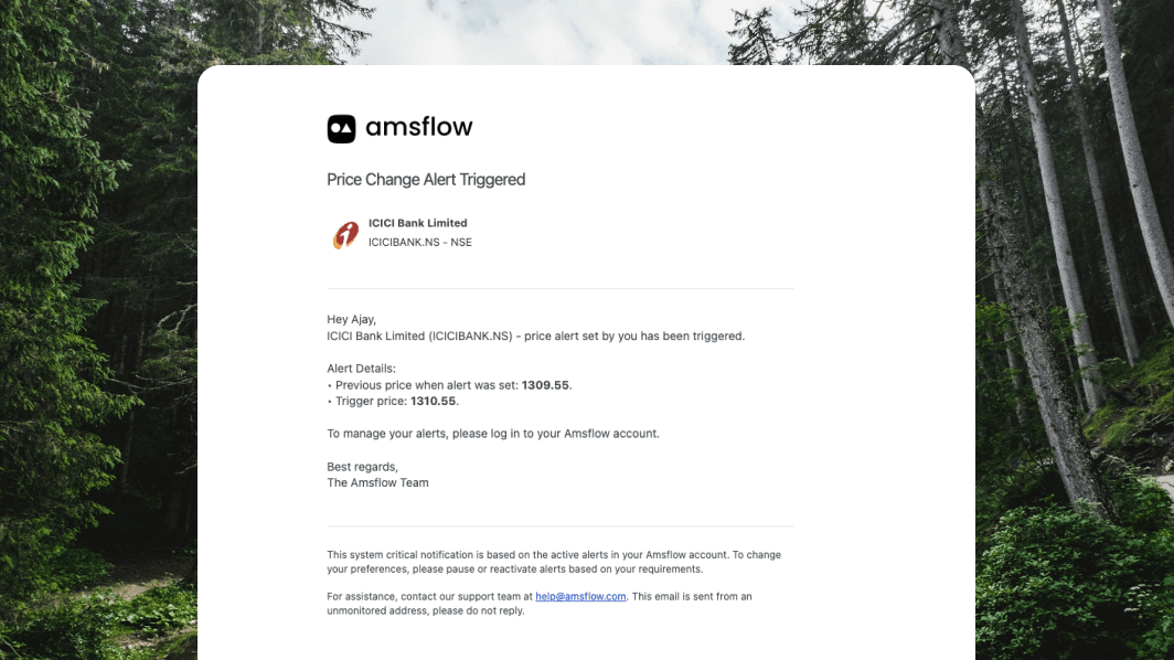 Amsflow Alerts via Email